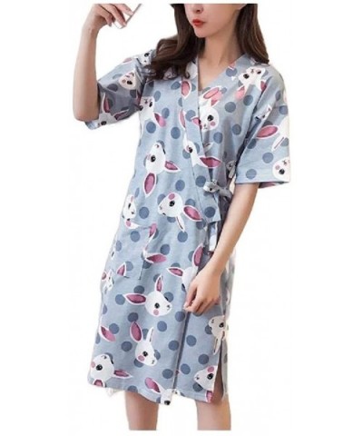 Women Pjs Cotton Everyday Print Lounger Kimono Sleeping Dress - As5 - C719E7E84O4 $46.39 Nightgowns & Sleepshirts