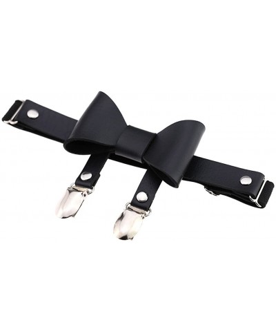 Women Ladies Leg Garter Belt Leather Bowknot Elastic Punk Thigh Ring Clip - Black - CV185TIOCY9 $11.13 Garters & Garter Belts