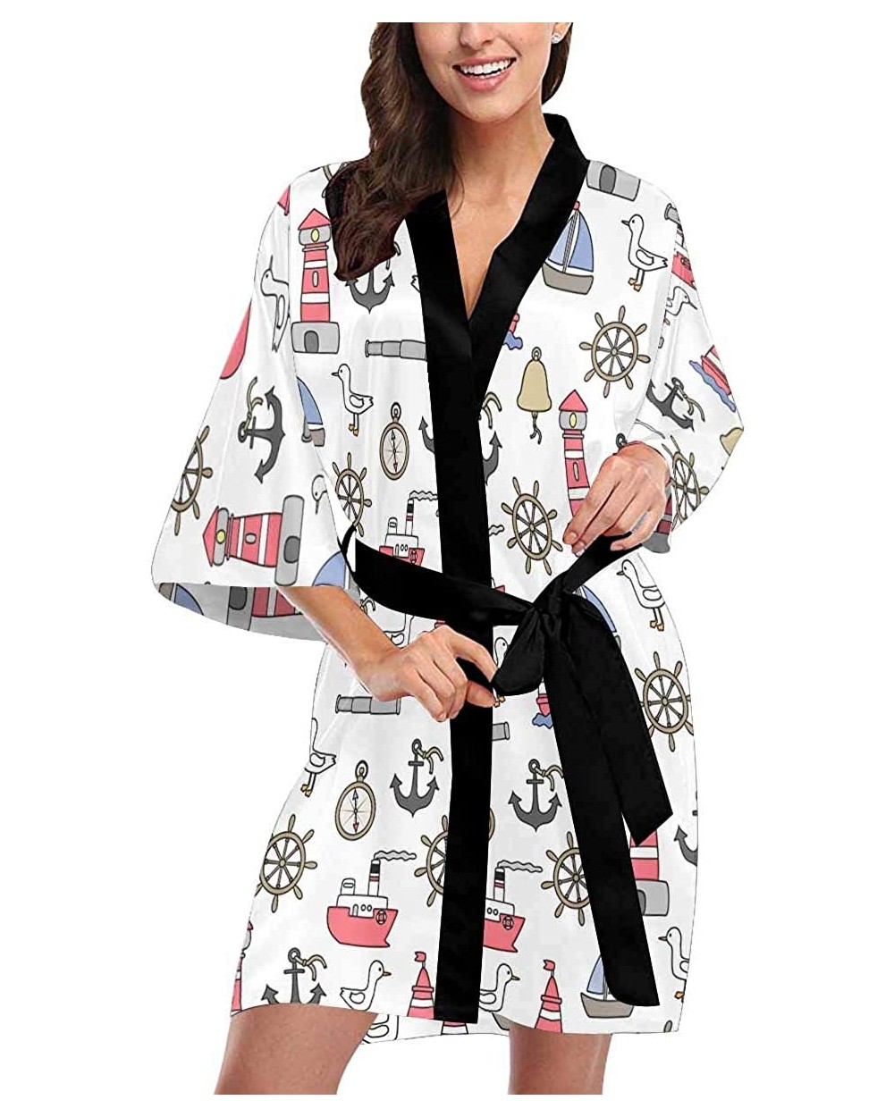 Custom Cartoon Watermelon Women Kimono Robes Beach Cover Up for Parties Wedding (XS-2XL) - Multi 5 - CZ194S4YZ0Y $75.83 Robes