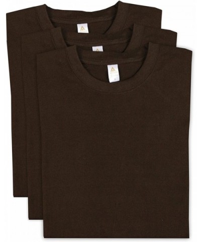 Men's Heavyweight Short Sleeve Cotton Crew Neck T-Shirt (Pack of 3) - Brown - CF17XQ2M07S $37.64 Undershirts