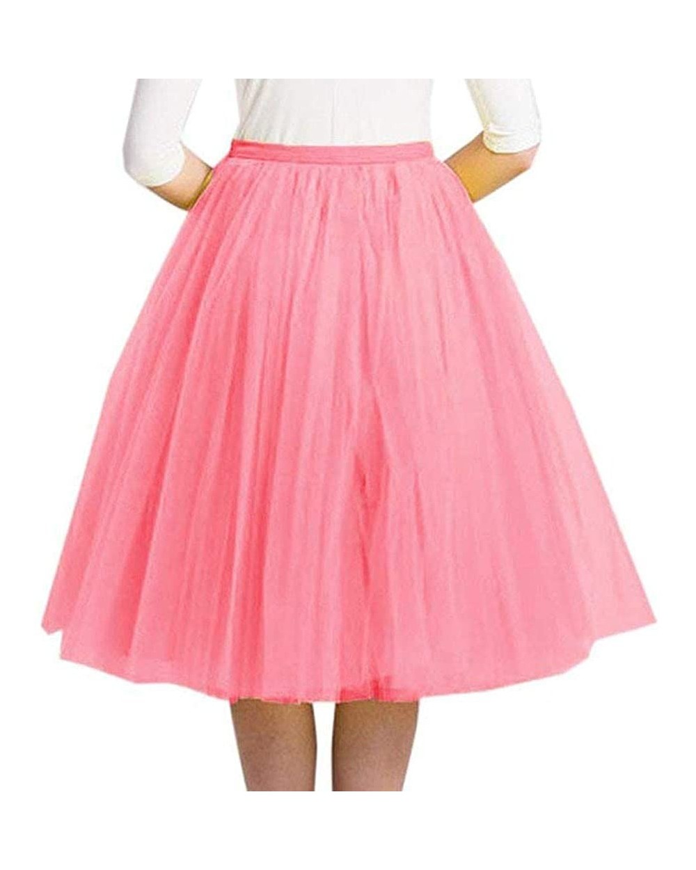 Women's Vintage Rockabilly Petticoat Skirt Tutu 1950S Underskirt for Party Evening - Pink - CO192DC8XYO $21.38 Slips