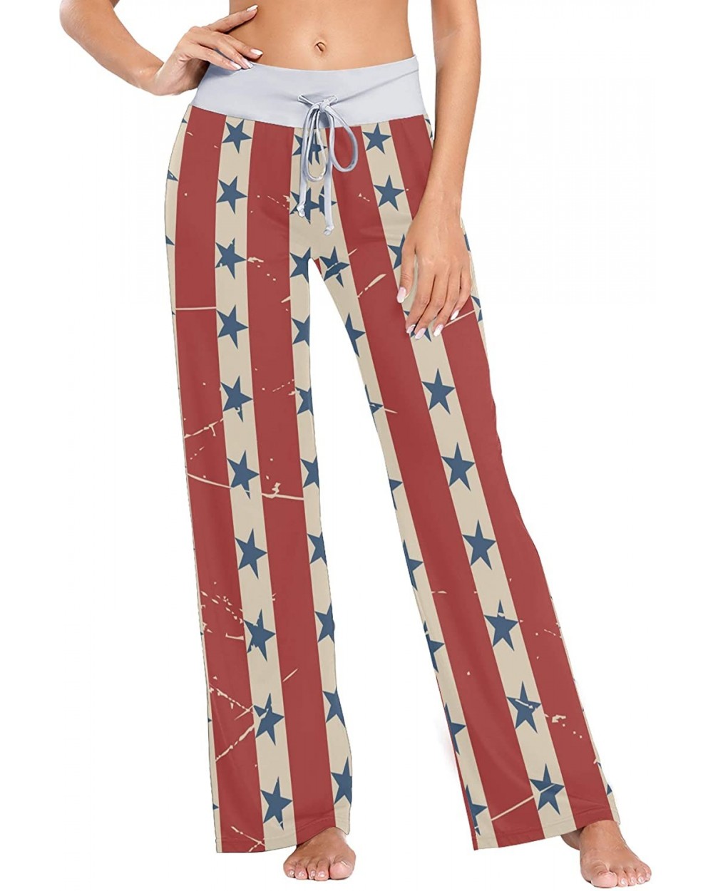 Puzzle Comfy Casual Loose Pajama Lounge Drawstring Pants Sleep Bottoms - American Flag - CA199L0CDHI $37.34 Bottoms