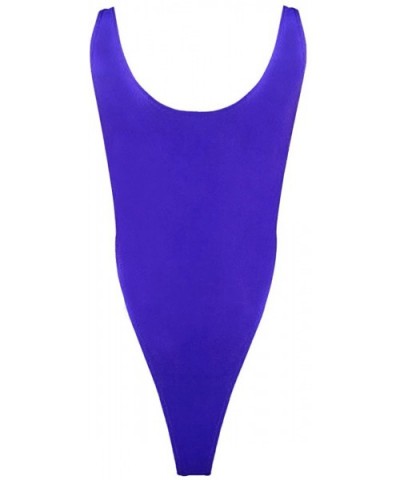 Women Cute Smooth High Cut Thong Leotard Stretchy Lingerie Bodysuit - Blue - CR12096L85R $29.49 Shapewear