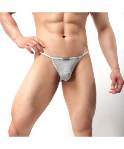 Sexy Scrunchy Butt Tanga Thong for Men-Solid Stretch Bulge Pouch Underwear Bikini Classic Briefs Underpants - Gray - CV18UDD3...