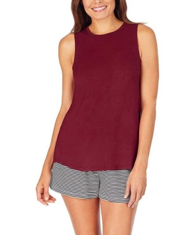 Womens 3 Pack Lounge Tank Top - Plum/Oatmeal/Midnight Blue - CB19DDLIKXD $26.03 Tops