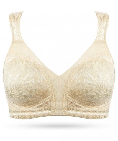 Women's Wireless Minimizer Bra Plus Size Non-Padded Soft Full Figure Bra - Nude - C119C243UN3 $38.87 Bras