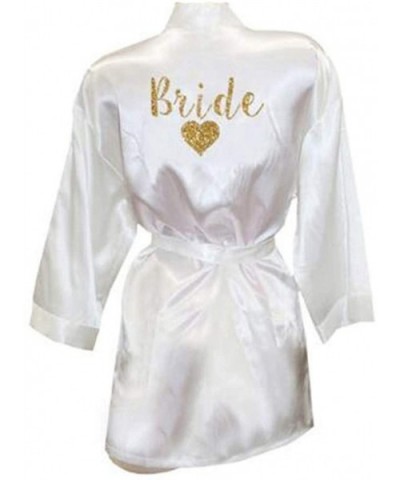 Robes Team Bride Heart Golden Glitter Print Kimono Robes Satin Bridal Party Robe Bride - White Bride - C119C8ZWKEE $41.22 Robes