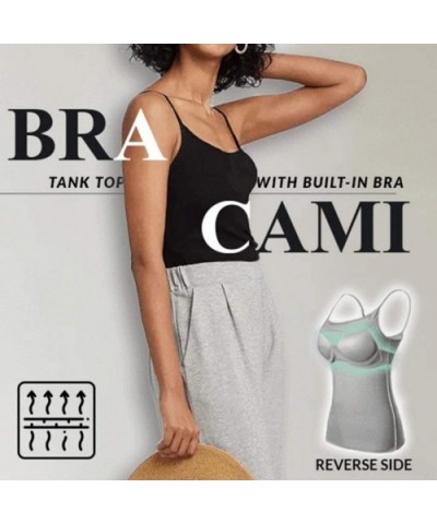 Women's Camisole Tops with Built in Bra Running Bra Neck Vest Padded Slim Fit Tank Tops - Gray - C219C6U5LRS $25.76 Camisoles...