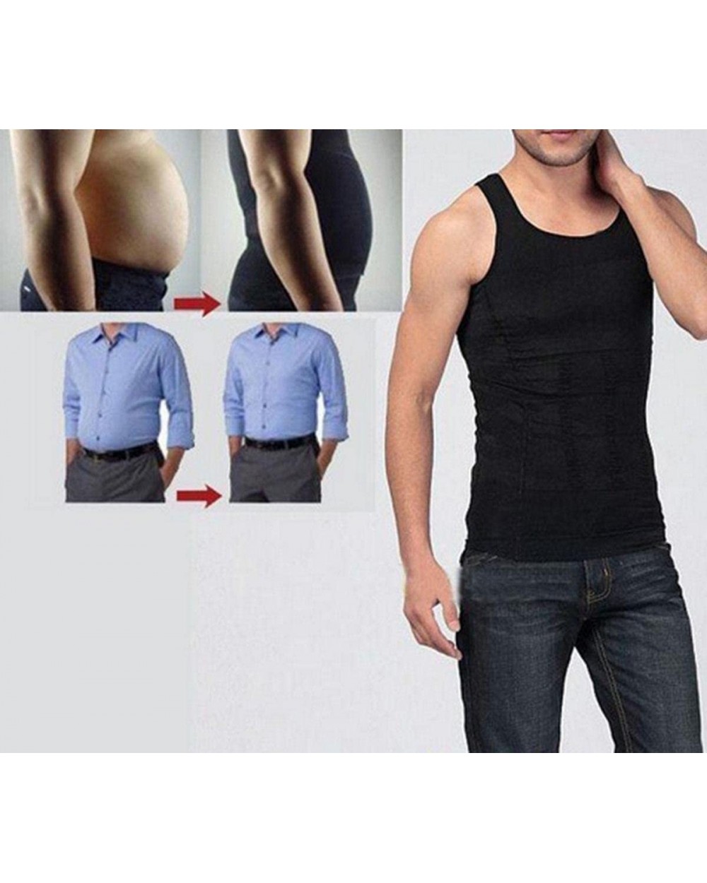 New Men Slim N Lift Body Shaper Underwear Vest Shirt Corset Compression Shaper (s- black) - Black - CG18D80U23K $35.13 Unders...