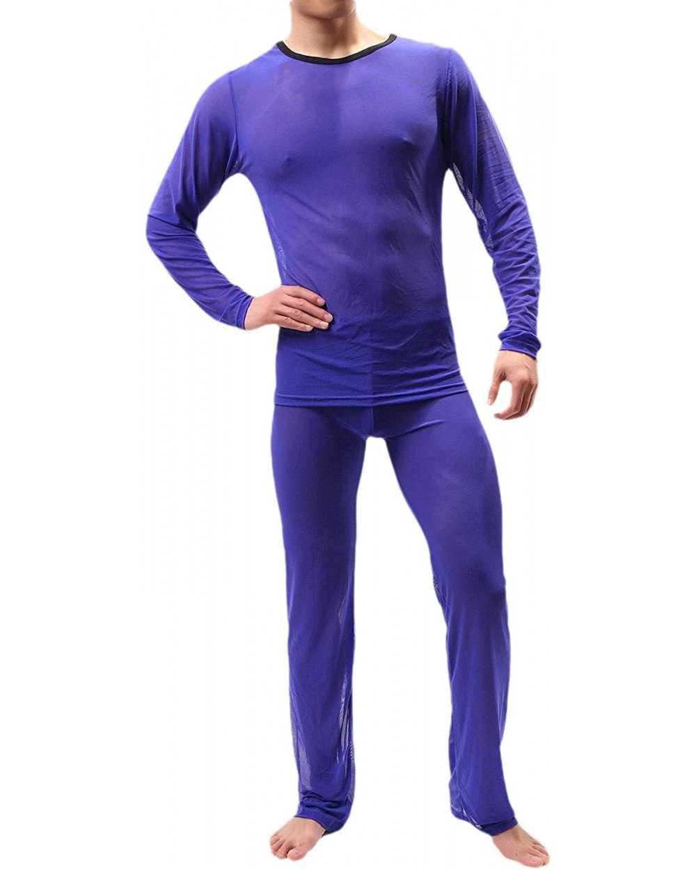 Men's Sleepwear See-Through Nightwear Loungewear Pajama Sets - 2 - CR19DDY4DI7 $50.98 Sleep Sets