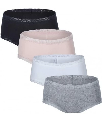 Womens Underwear Cotton High Waist Panties Lace Trim Comfort Briefs 4 Pack - 4 Pack-mid-rise 1 - C618DUK0HSG $14.96 Panties