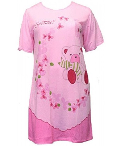 Pullover Nightshirt with Teddy Bear Print - Pink - CV11RBVRKLP $25.94 Nightgowns & Sleepshirts