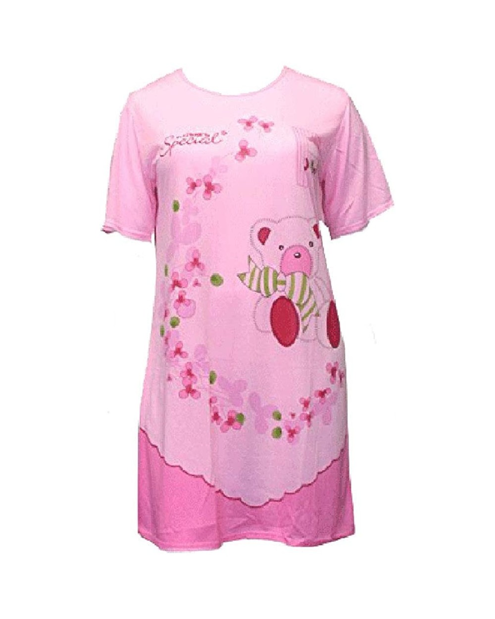 Pullover Nightshirt with Teddy Bear Print - Pink - CV11RBVRKLP $25.94 Nightgowns & Sleepshirts