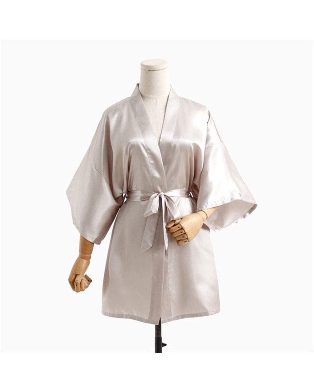 Lady Kimono Bathrobe Female Summer Robes Solid Sleepwear Lounge Home Dressing Gown Faux Silk Nightdress Summer Bridesmaid Gif...