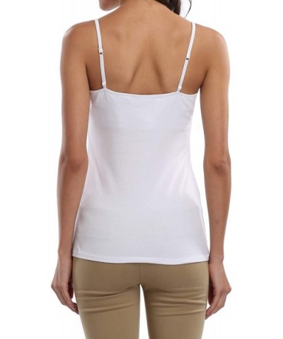 Women's Cotton Camisole with Shelf Bra Adjustable Spaghetti Strap Tank Top Cami Tanks - Gray/White 2 Pack - CM186ODTGZO $30.3...