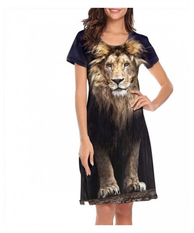 Women's Girls Crazy Nightgowns Nightdress Short Sleeve Sleepwear Cute Sleepdress - Black Lightning Lion - CX1938MOUYO $51.09 ...