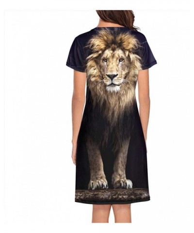 Women's Girls Crazy Nightgowns Nightdress Short Sleeve Sleepwear Cute Sleepdress - Black Lightning Lion - CX1938MOUYO $51.09 ...