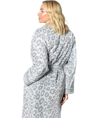 Women's Robe Warm Fleece Long Plush Deluxe Soft Textured Loungewear Sleepwear Shawl - Grey - CT192E7NRTA $46.54 Robes