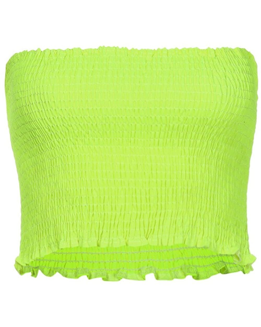 Women Breast Wrap Solid Strapless Elastic Boob Bandeau Tube Tops Bra Cami Crop Tops for Teen Girls - Green - CK18CR3NNQK $15....