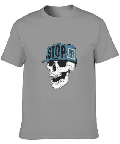 Hats Skull Cotton T Shirt Mens Cool Stylish Short Shirt Art Skull - Dark Gray - CX19DSUHANL $35.17 Undershirts