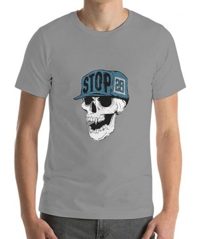 Hats Skull Cotton T Shirt Mens Cool Stylish Short Shirt Art Skull - Dark Gray - CX19DSUHANL $35.17 Undershirts