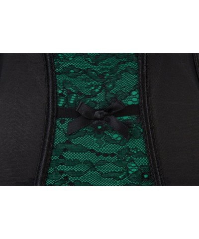 Women's Bustier Corset Sexy Lace Mesh Push Up Girdle Waist Cincher with Garter Belt - Green - C0188O7WU7W $24.55 Bustiers & C...