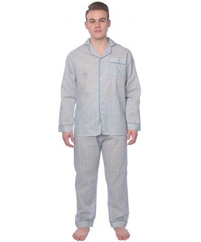 Men's Plaid Woven Long Sleeve Long Leg Pajama Set - Light Blue Yellow Plaid - CP18ND6M6MN $27.83 Sleep Sets