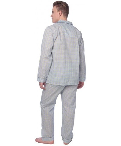 Men's Plaid Woven Long Sleeve Long Leg Pajama Set - Light Blue Yellow Plaid - CP18ND6M6MN $27.83 Sleep Sets