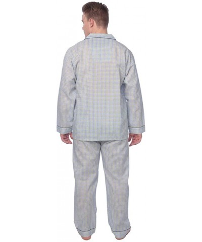 Men's Plaid Woven Long Sleeve Long Leg Pajama Set - Light Blue Yellow Plaid - CP18ND6M6MN $27.83 Sleep Sets