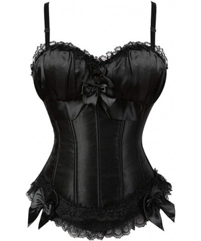 Women's Sexy Satin Brocade Bustier Corset Overbust Waist Cincher Shapewear Top - Black - CH18LUYEC8Y $53.71 Bustiers & Corsets