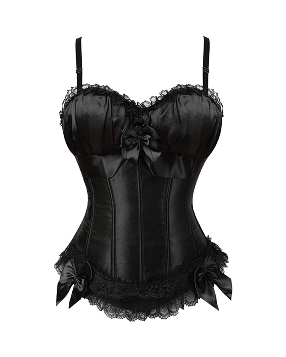 Women's Sexy Satin Brocade Bustier Corset Overbust Waist Cincher Shapewear Top - Black - CH18LUYEC8Y $53.71 Bustiers & Corsets