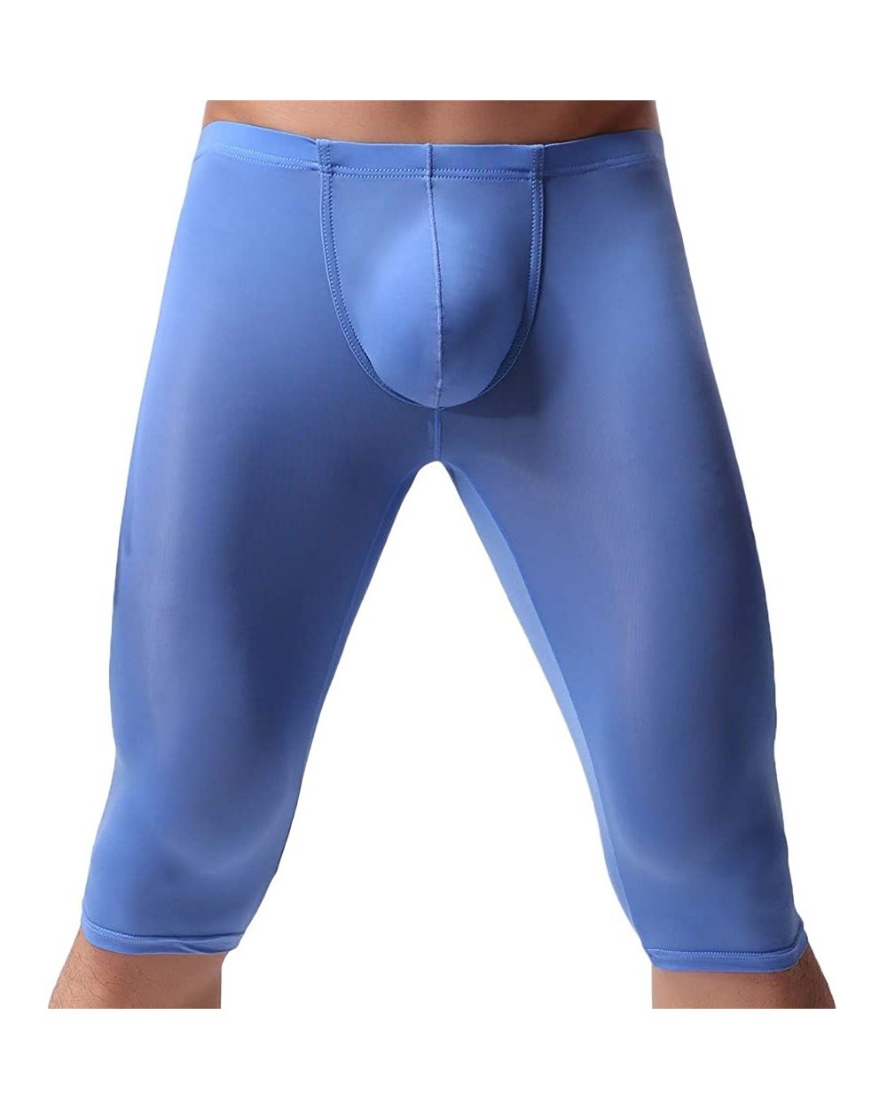 Men's Ice Silk Sexy Solid Color Breathable Youth Ice Silk Trousers - Blue - CK18TGUUM89 $18.90 Boxers