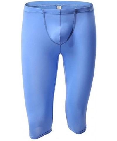 Men's Ice Silk Sexy Solid Color Breathable Youth Ice Silk Trousers - Blue - CK18TGUUM89 $18.90 Boxers