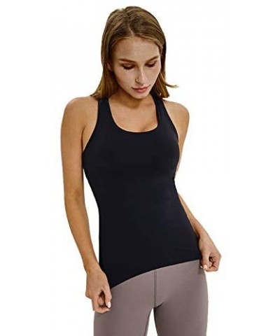 Women's Camisole Layering Tank Top Padded Bra for Yoga-with Built in Bra - Black - CR18OMTS33Q $28.74 Camisoles & Tanks