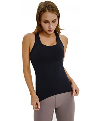 Women's Camisole Layering Tank Top Padded Bra for Yoga-with Built in Bra - Black - CR18OMTS33Q $28.74 Camisoles & Tanks