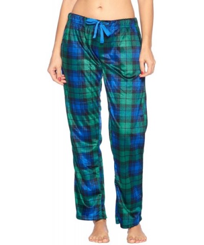 Women's Plush Mink Fleece Pajama Sleep Pants - Blackwatch Plaid - CT18WXMG2M7 $30.88 Bottoms