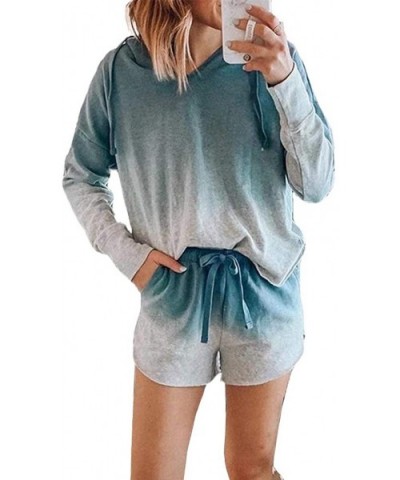 Womens Tie Dye Lounge Set Long Sleeve 2 Piece Shorts Set Outfits Sports Sweatsuits - C Dark Blue - C619CK59W7T $27.70 Sets