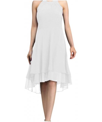 Woman Fashion Solid Layered Cutout Back Sleeveless Dress - White - CK193IA89Z7 $27.74 Thermal Underwear