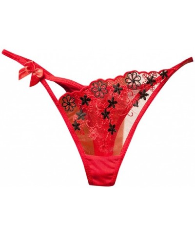 Women Briefs Thongs Floral Embroidery Mesh Sheer Panties Sexy Underwear Lingerie - Red - CB196EW8HE3 $13.80 Garters & Garter ...