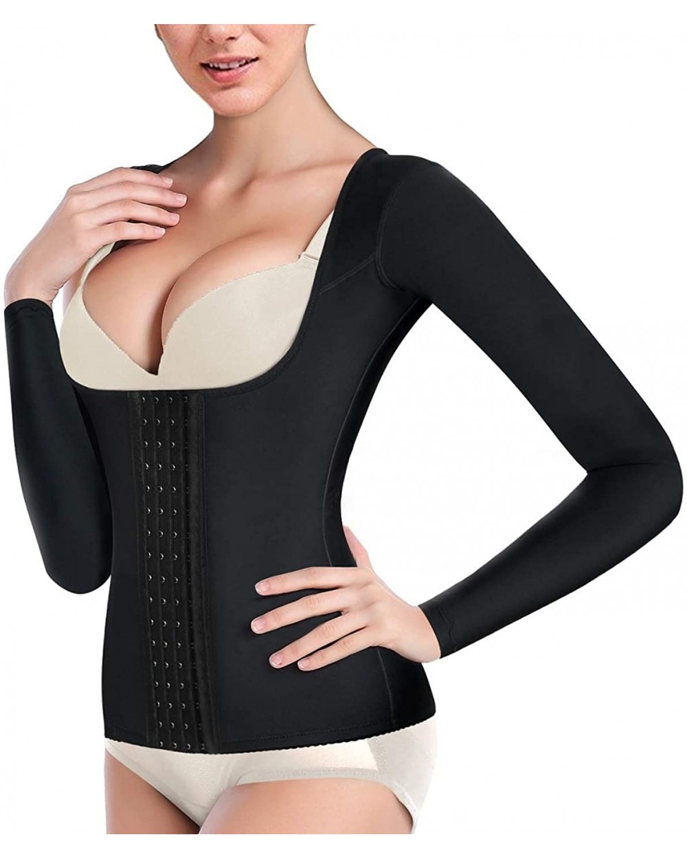 Women's Arm Shaper Posture Corrector Waist Trainer Arm Slimmer Compression Shapewear - Black - CV1989UHZ40 $42.17 Shapewear