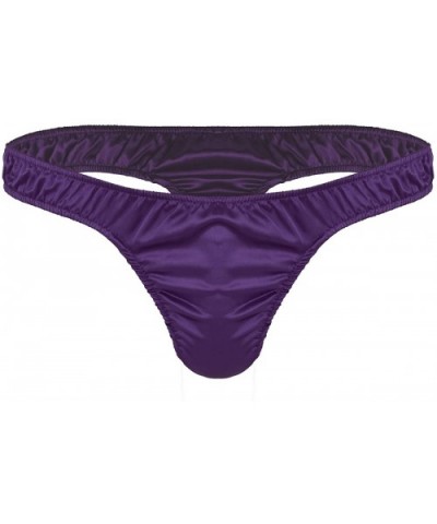 Men's Silk Ruffled Panties Lingerie Low Rise Bulge Pouch Briefs G-String Thong Underwear - Purple - CD1903DYG66 $21.94 G-Stri...