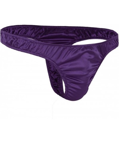 Men's Silk Ruffled Panties Lingerie Low Rise Bulge Pouch Briefs G-String Thong Underwear - Purple - CD1903DYG66 $21.94 G-Stri...