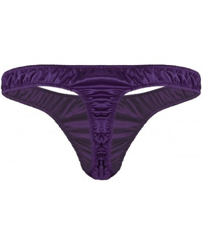 Men's Silk Ruffled Panties Lingerie Low Rise Bulge Pouch Briefs G-String Thong Underwear - Purple - CD1903DYG66 $21.94 G-Stri...