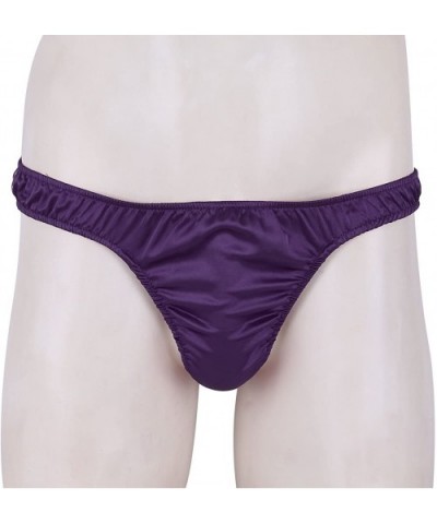 Men's Silk Ruffled Panties Lingerie Low Rise Bulge Pouch Briefs G-String Thong Underwear - Purple - CD1903DYG66 $21.94 G-Stri...