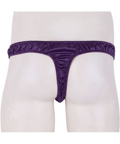 Men's Silk Ruffled Panties Lingerie Low Rise Bulge Pouch Briefs G-String Thong Underwear - Purple - CD1903DYG66 $21.94 G-Stri...