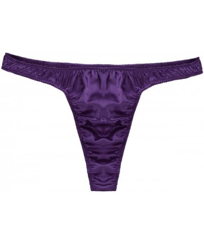 Men's Silk Ruffled Panties Lingerie Low Rise Bulge Pouch Briefs G-String Thong Underwear - Purple - CD1903DYG66 $21.94 G-Stri...