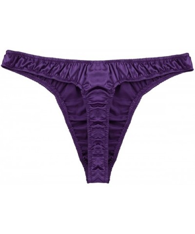 Men's Silk Ruffled Panties Lingerie Low Rise Bulge Pouch Briefs G-String Thong Underwear - Purple - CD1903DYG66 $21.94 G-Stri...