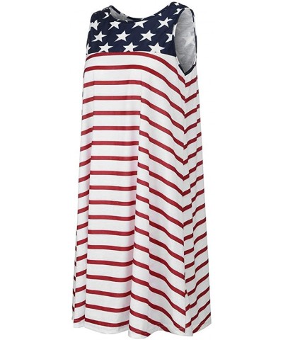 Womens Casual Pockets Patriotic Stripes Star American Flag Print Tank Dress - Red - CU18TYHTW6M $25.38 Panties