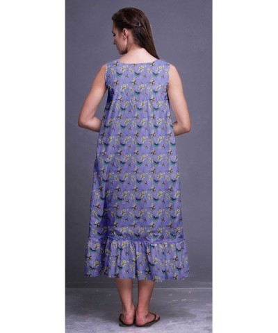 Sleeveless Cotton Nightgowns for Women Printed Mid-Calf Length Sleepwear - Medium Purple - CZ18TZRDMCY $62.98 Nightgowns & Sl...