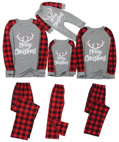 Family Christmas Elk Pajamas Sets Christmas PJ's with Red Plaid Long Sleeve Tee and Pants Loungewear - Red - CP1920RYWNQ $32....